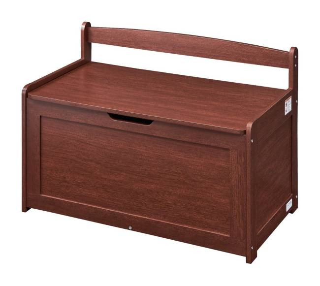 Vaikų žaislų dėžė-suolas, medinė, tamsiai ruda8