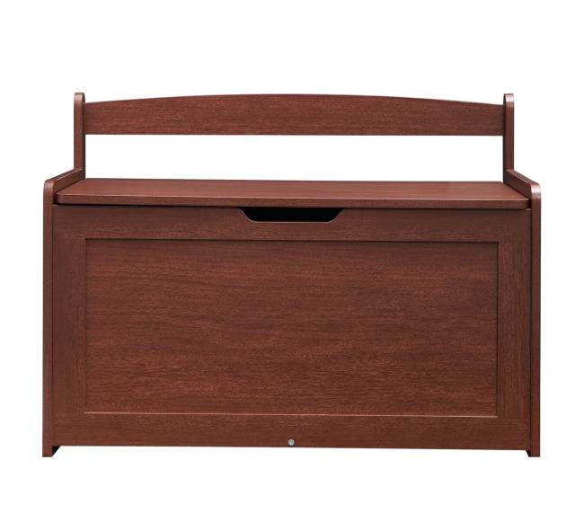 Vaikų žaislų dėžė-suolas, medinė, tamsiai ruda9