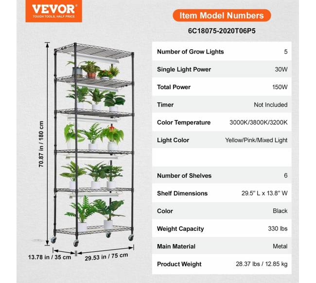 Augalų stovas su augimo lemputėmis6