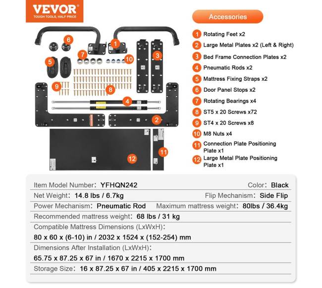 Karalienės dydžio "Murphy" lovos komplektas5