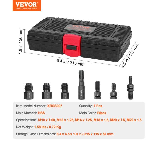 7 dalių metrinis srieginis taisymo įrankis6