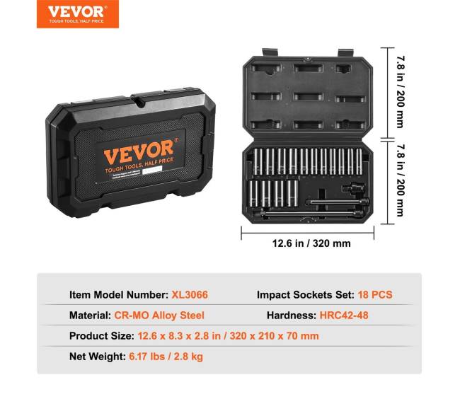 Įrankių komplektas: smūginiai antgaliai 18 vnt.6