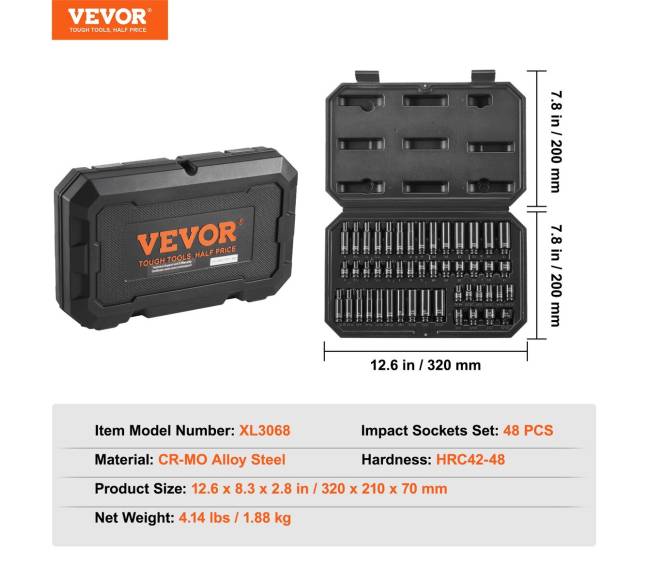 Smūginiai galvutės rinkinys 48 vnt. 6 taškai6