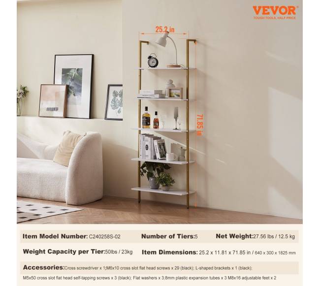 Pramoninė lentyna vamzdžių, 5 d., 60 cm, sieninė6