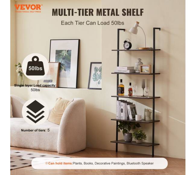 Pramoninė lentyna su 5 pakopomis 61cm montuojama ant sienos1