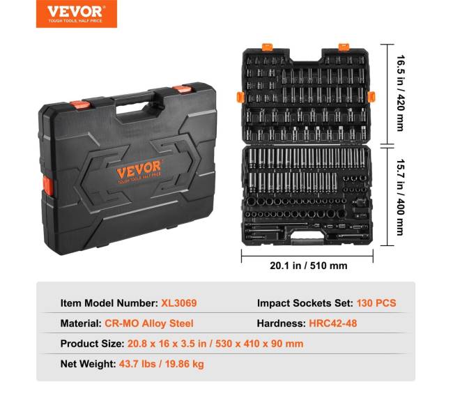Smūginiai veržliarakčiai 130 vnt. 38" ir 12"6