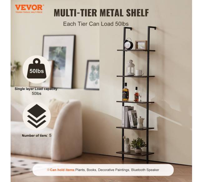 Pramoninė kvadratinė lentyna 5 aukštų sieninė1