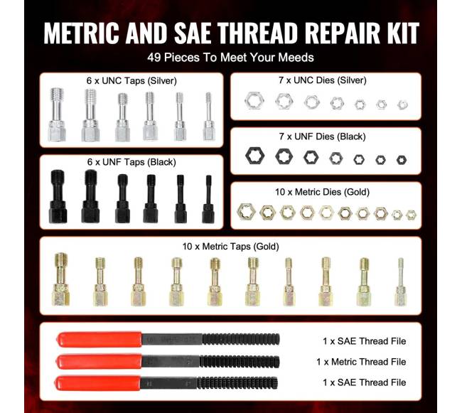 49 dalių sriegimo atkūrimo komplektas2