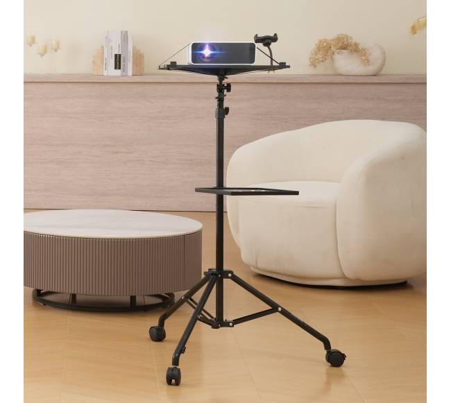 Projektoriaus ir nešiojamojo stovo trikojis su ratukais7