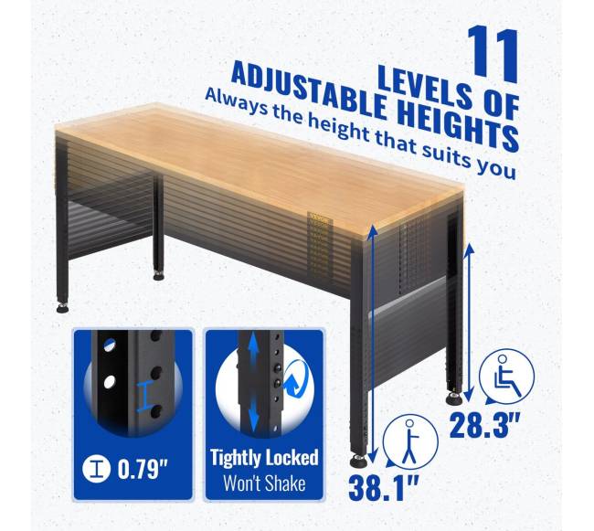 Reguliuojamo aukščio darbo stalas 122 x 50 cm su elektros lizdu2