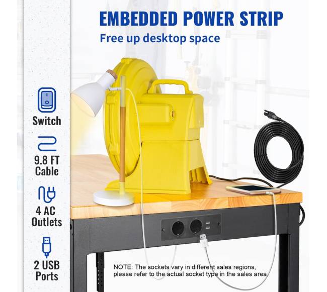 Reguliuojamo aukščio darbo stalas 122 x 50 cm su elektros lizdu3