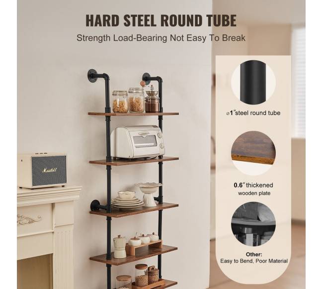 Pramoninė vamzdžių lentyna 5 aukštų sieninė2