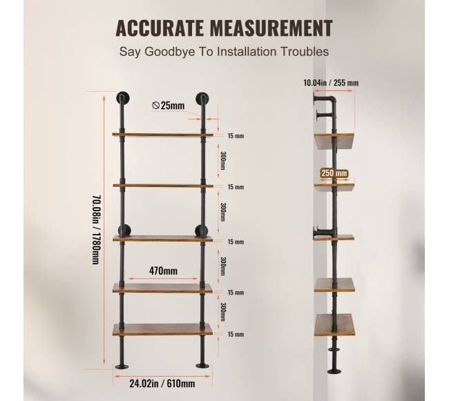 Pramoninė vamzdžių lentyna 5 aukštų sieninė5