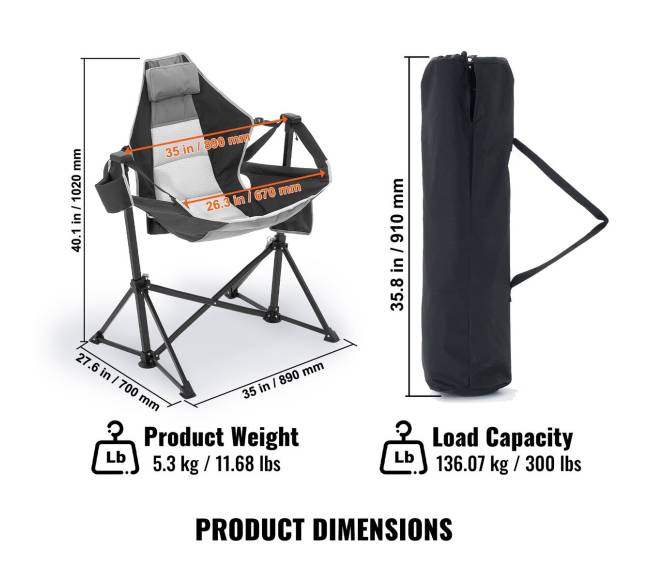 Stovyklavimo hamako kėdė, 136 kg talpa3