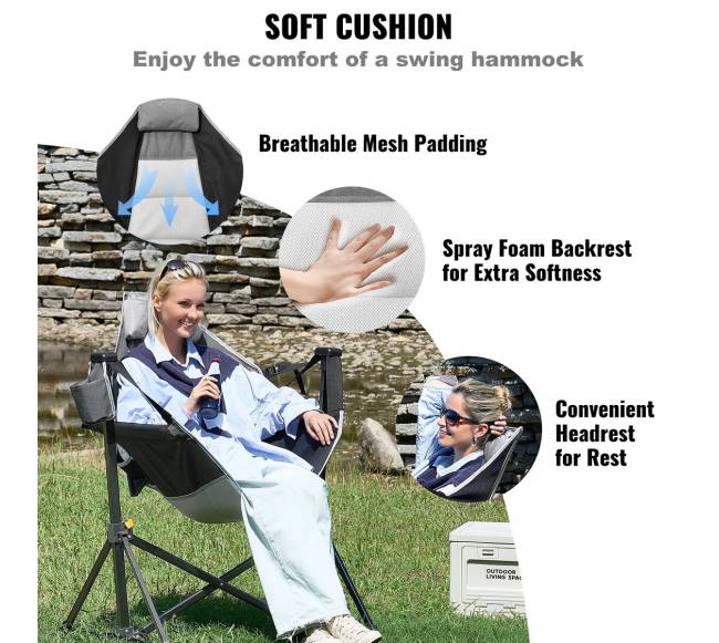 Stovyklavimo hamako kėdė, 136 kg talpa4