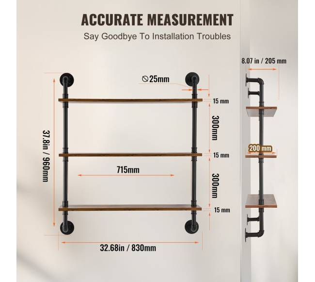 pramoninė lentyna su 3 lentynomis 813 x 20cm5