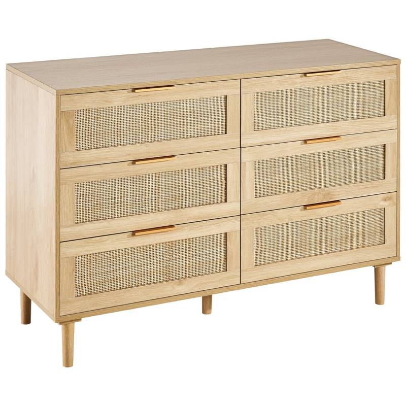 Šešių stalčių rataninė komoda miegamajam0