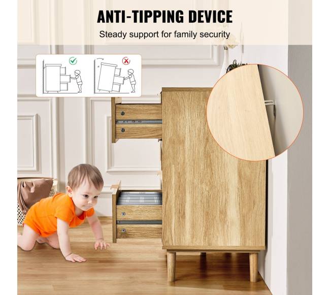 Šešių stalčių rataninė komoda miegamajam4