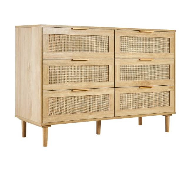 Šešių stalčių rataninė komoda miegamajam10