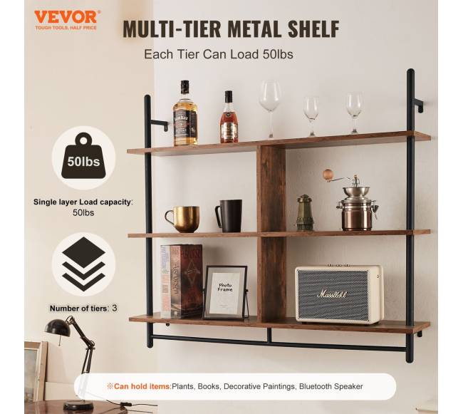 Trijų lygių sieninė industrinė lentyna1