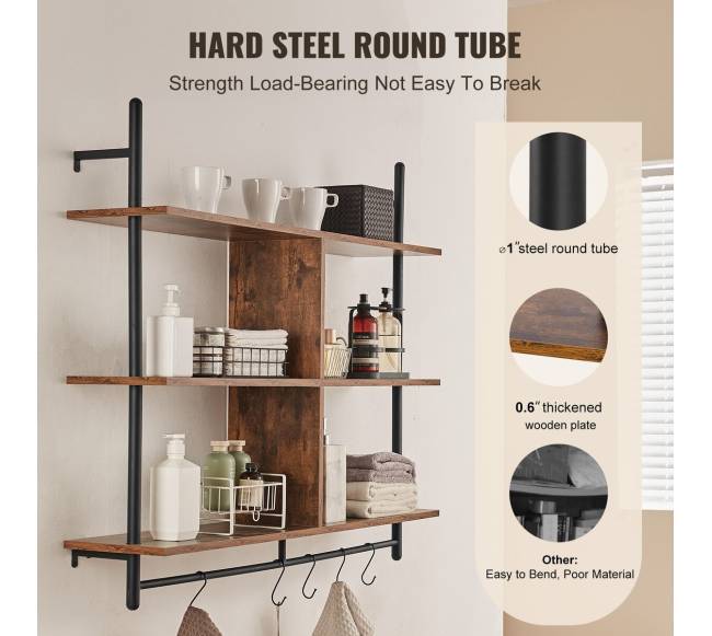 Trijų lygių sieninė industrinė lentyna2