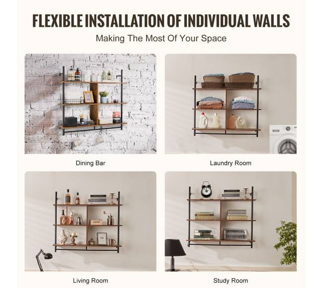 Trijų lygių sieninė industrinė lentyna3