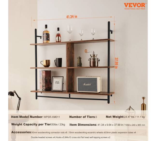 Trijų lygių sieninė industrinė lentyna6