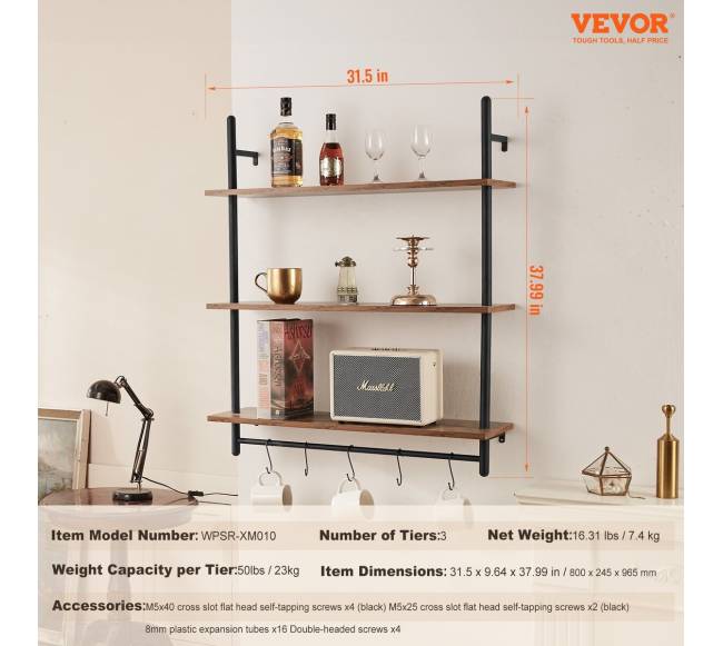 Pramoninė 3 lygių lentyna virtuvei ar miegamajam6