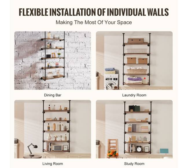 5 lygių vamzdžių lentyna sienai (2 vnt.)3