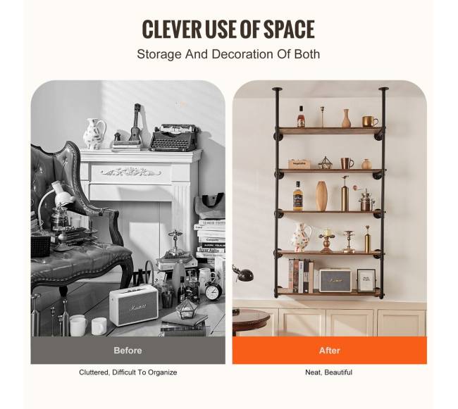 5 lygių vamzdžių lentyna sienai (2 vnt.)4