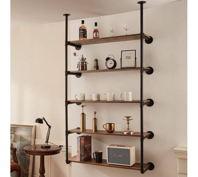 5 lygių vamzdžių lentyna sienai (2 vnt.)7