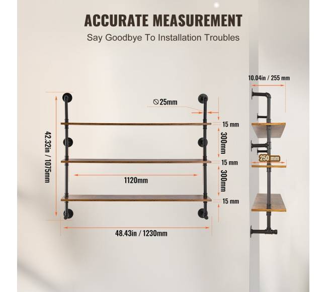 Pramoninė trijų lygių sieninė lentyna5