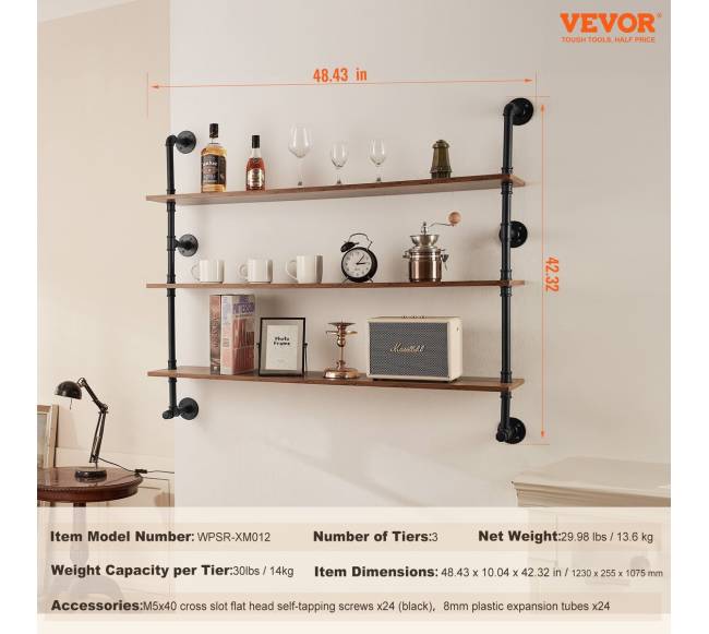 Pramoninė trijų lygių sieninė lentyna6