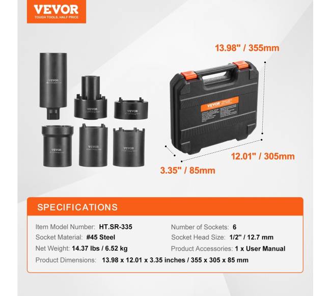 Ašinio veržliarakčio rinkinys, 6 dalys, 12 colio6