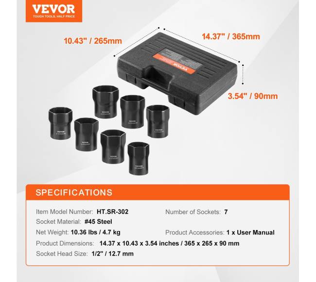 Ratų guolių veržlių raktų rinkinys 12"6