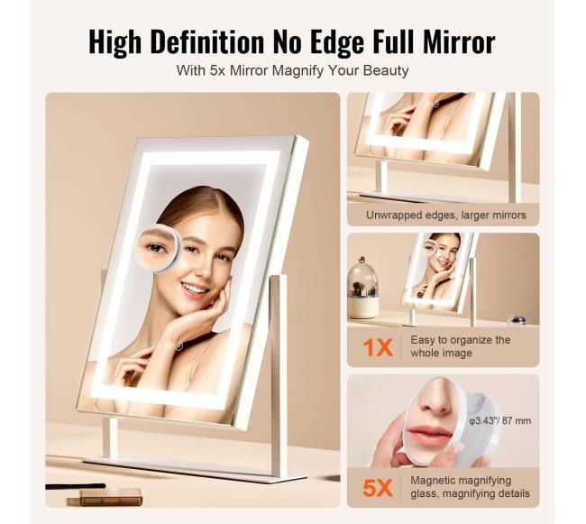 Apšviestas makiažo veidrodis su didinimu2