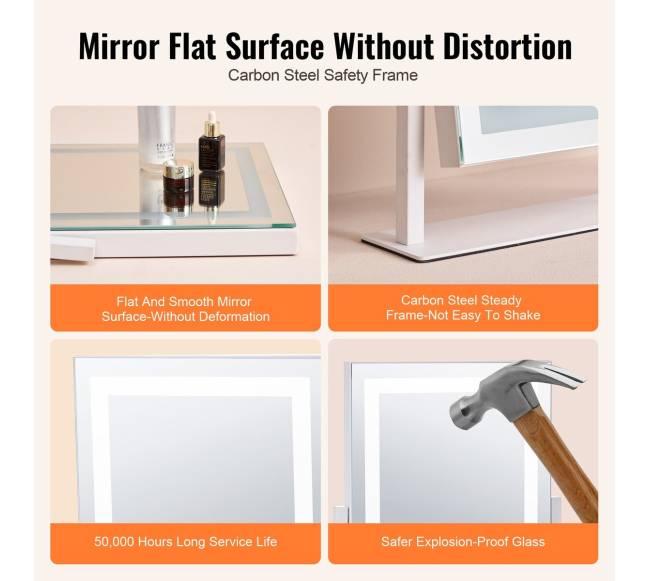 Apšviestas makiažo veidrodis su didinimu5