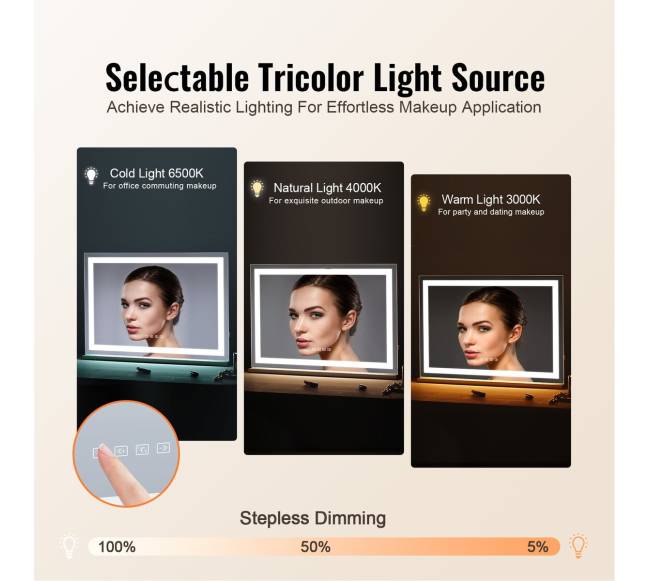 Apšviestas makiažo veidrodis su Bluetooth ir USB1