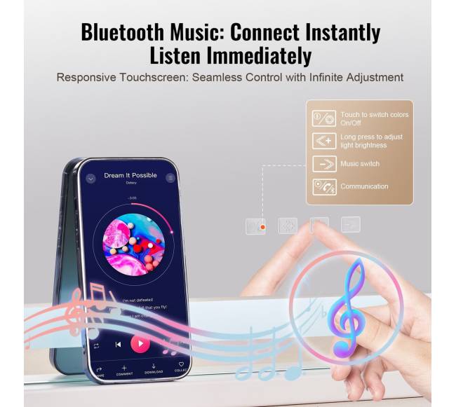 Apšviestas makiažo veidrodis su Bluetooth ir USB2