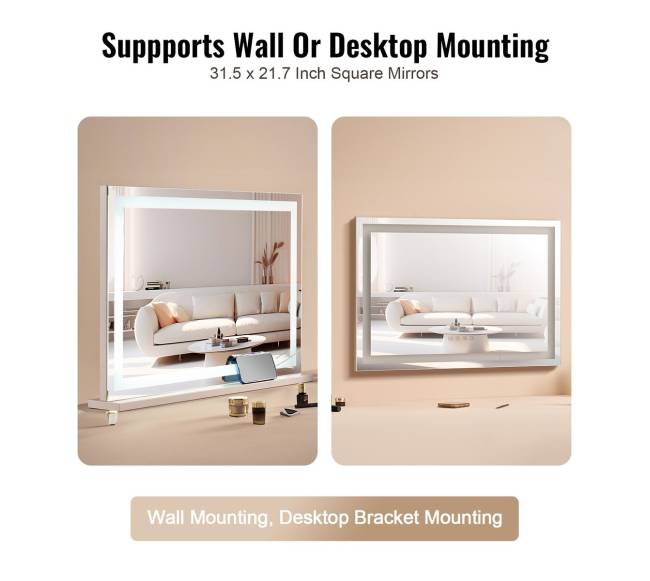 Apšviestas makiažo veidrodis su Bluetooth ir USB3