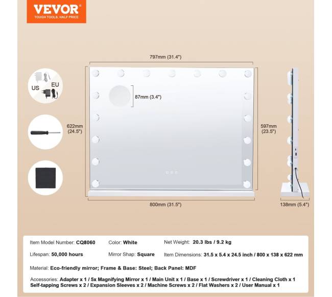 Holivudo grožio veidrodis su lemputėmis6