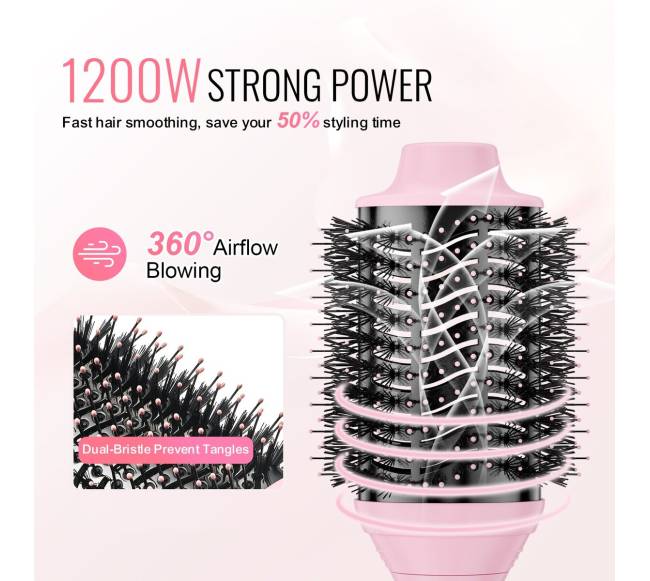 Karšto oro plaukų džiovinimo šepetys su jonais4