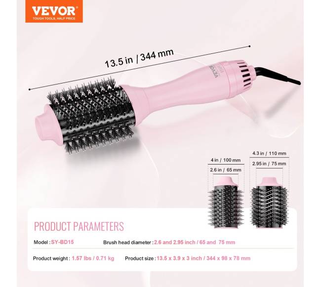 Karšto oro plaukų džiovinimo šepetys su jonais6