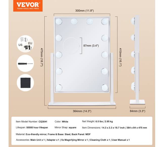 holivudo grožio veidrodis su šviesomis6