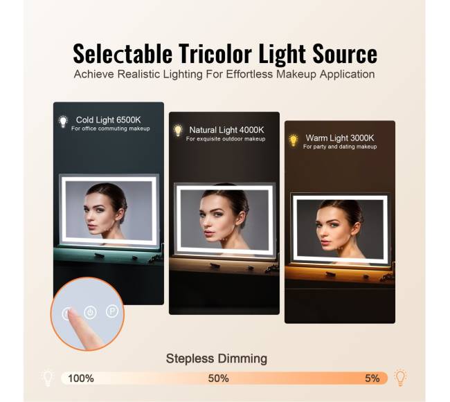 Veidrodinis makiažo stalas su apšvietimu 80x55 cm1