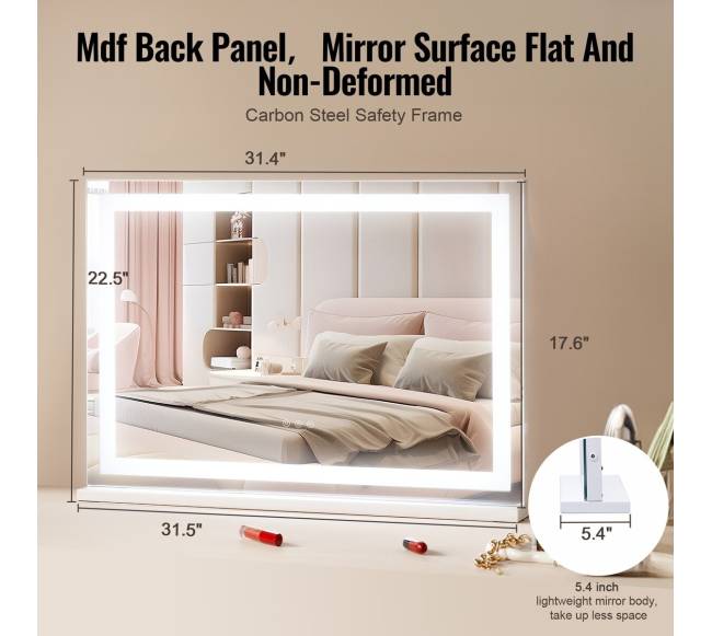 Veidrodinis makiažo stalas su apšvietimu 80x55 cm4