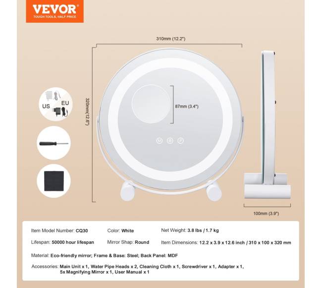 12" veidrodis su LED apšvietimu ir jutikliu6