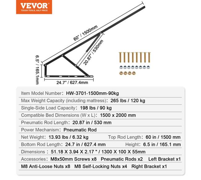 Sieninė lova 150x200 cm 120 kg apkrova6