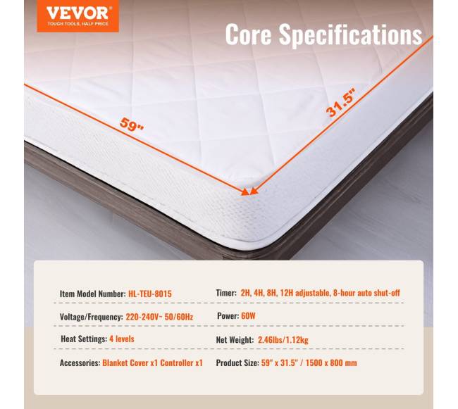 Elektrinė šildoma čiužinio užtiesalas su laikmačiu6