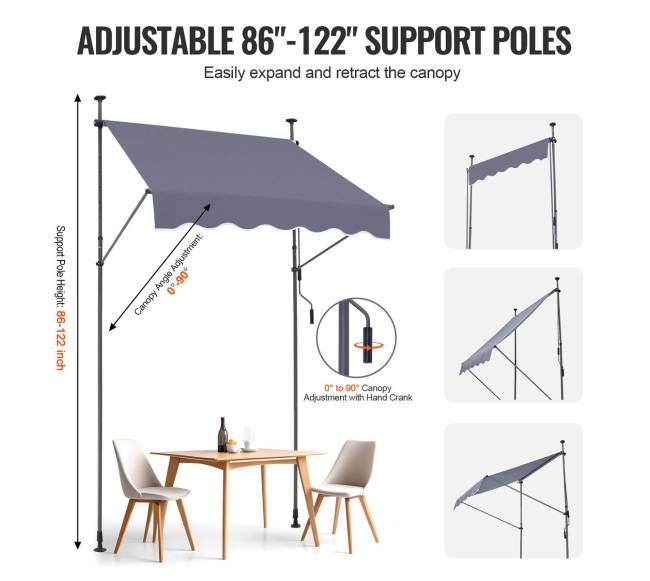 Ištraukiama 150x120 cm terasos markizė su rankena4